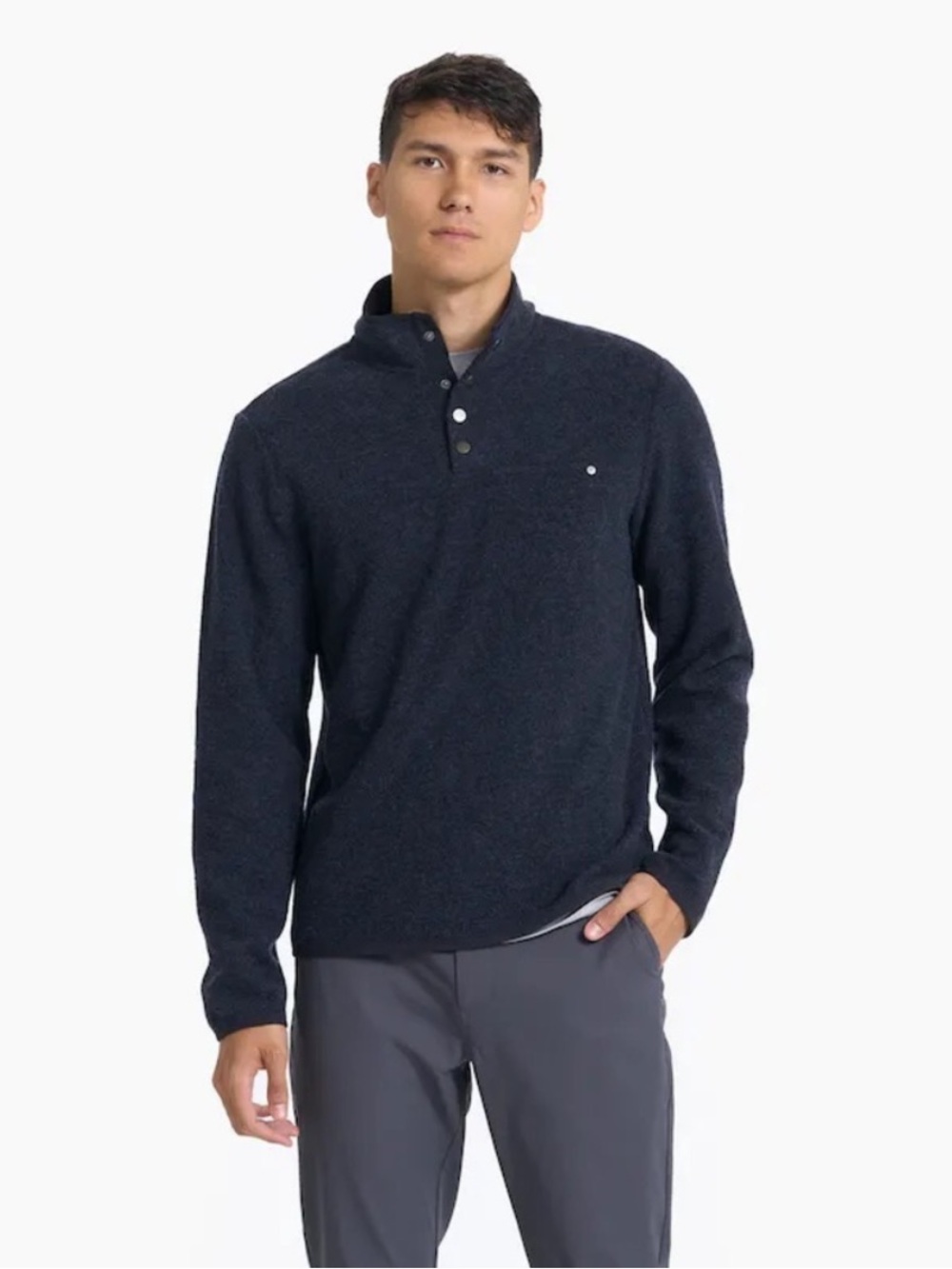 Vuori Men's Venice Wool Pullover Ink Heather Gray Large Gorpcore Athleisure
